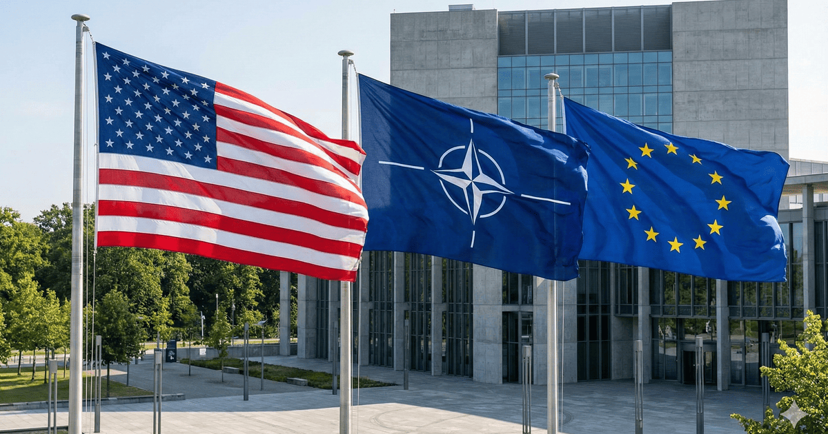 Прапори США, НАТО і Євросоюзу